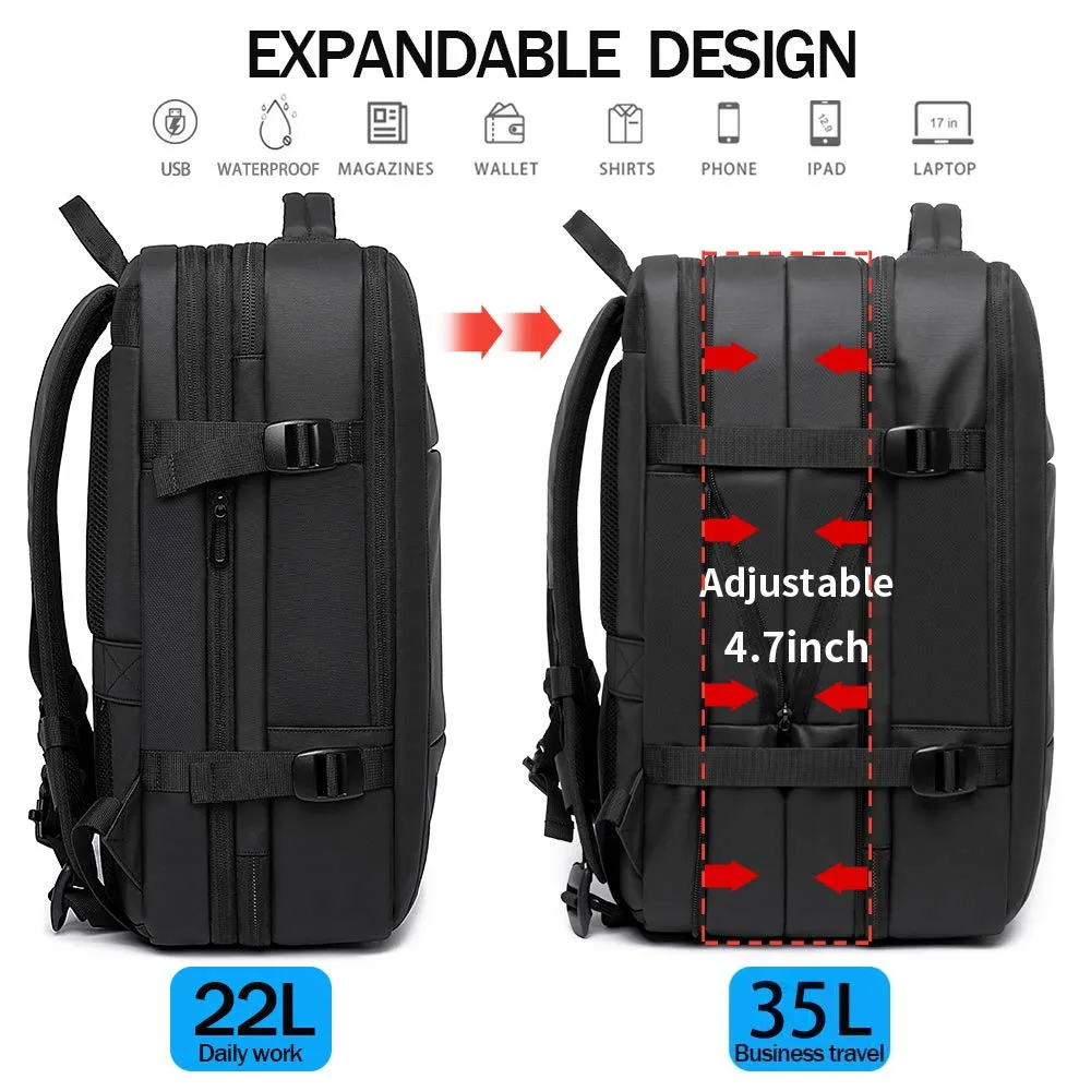BANGE Travel Backpack,Flight Approved Carry On Backpack for International Travel Bag, Water Resistant Durable 17-inch Laptop Backpacks,Large Daypack Business Weekender Luggage Backpack for Men Women…