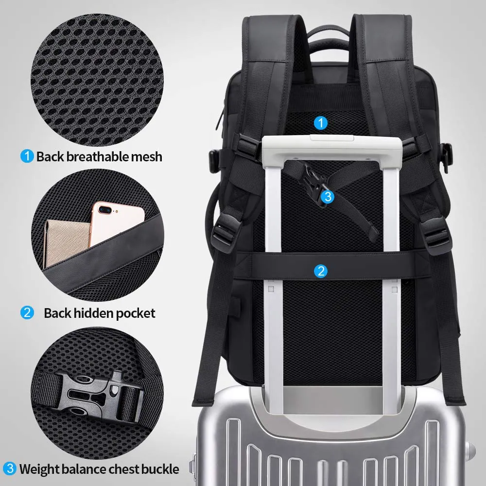 BANGE Travel Backpack,Flight Approved Carry On Backpack for International Travel Bag, Water Resistant Durable 17-inch Laptop Backpacks,Large Daypack Business Weekender Luggage Backpack for Men Women…