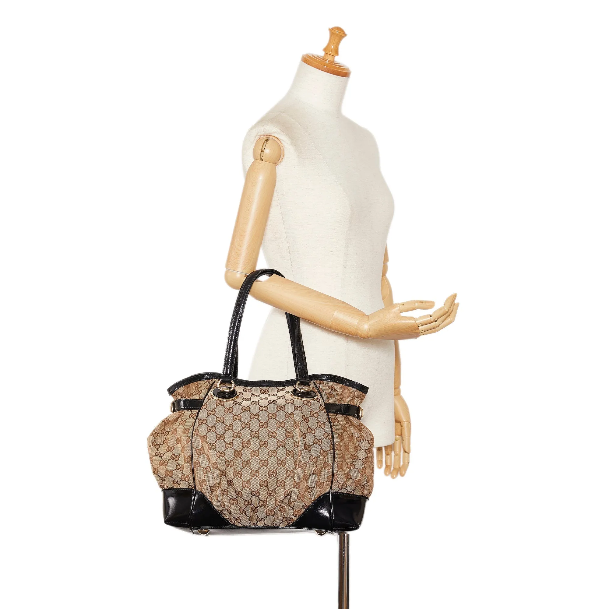 Brown Gucci GG Canvas Full Moon Tote Bag