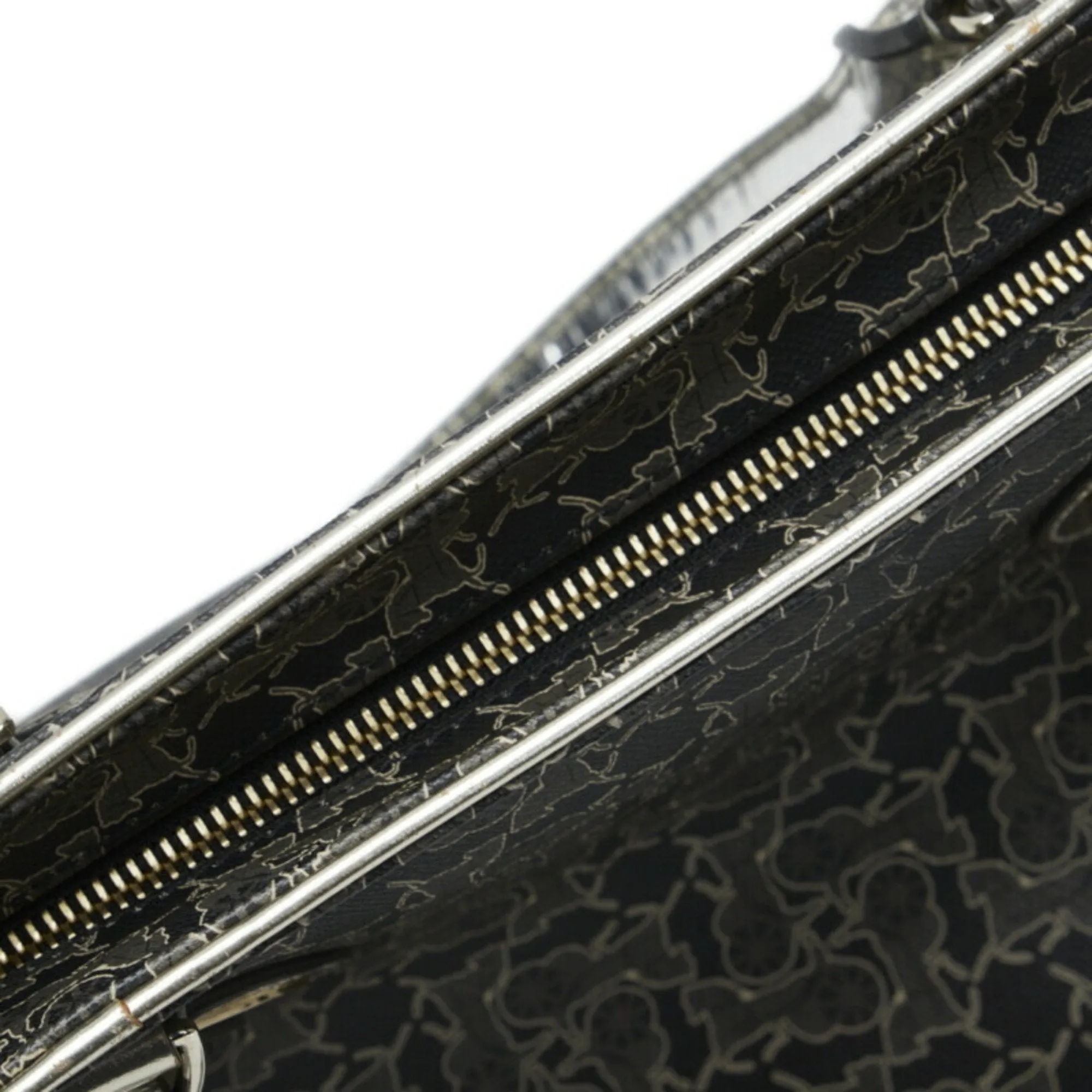 Celine carriage tote bag shoulder black silver PVC leather ladies