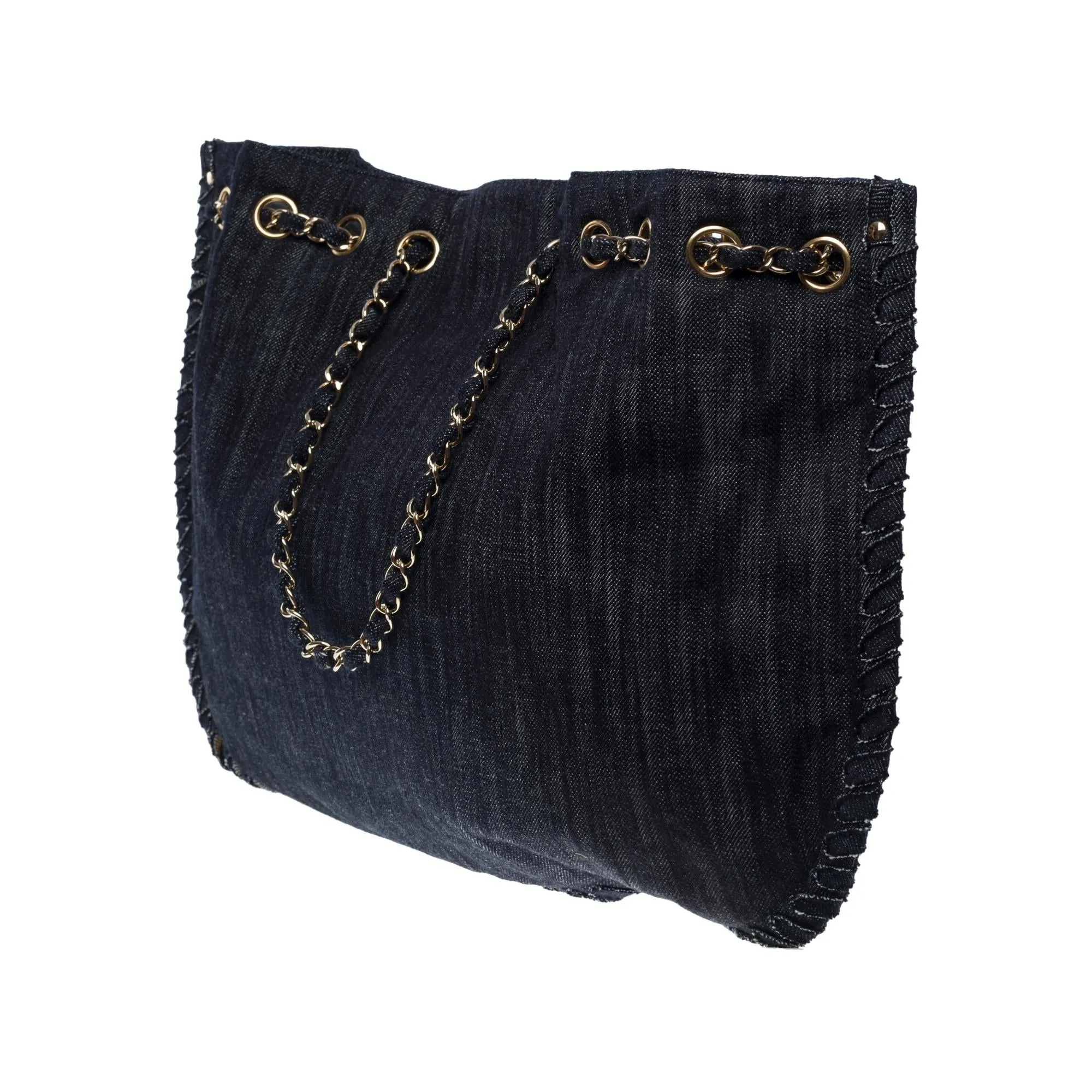 CHANEL Collector "Airplane Rainbow" Tote bag in Blue Denim, SHW