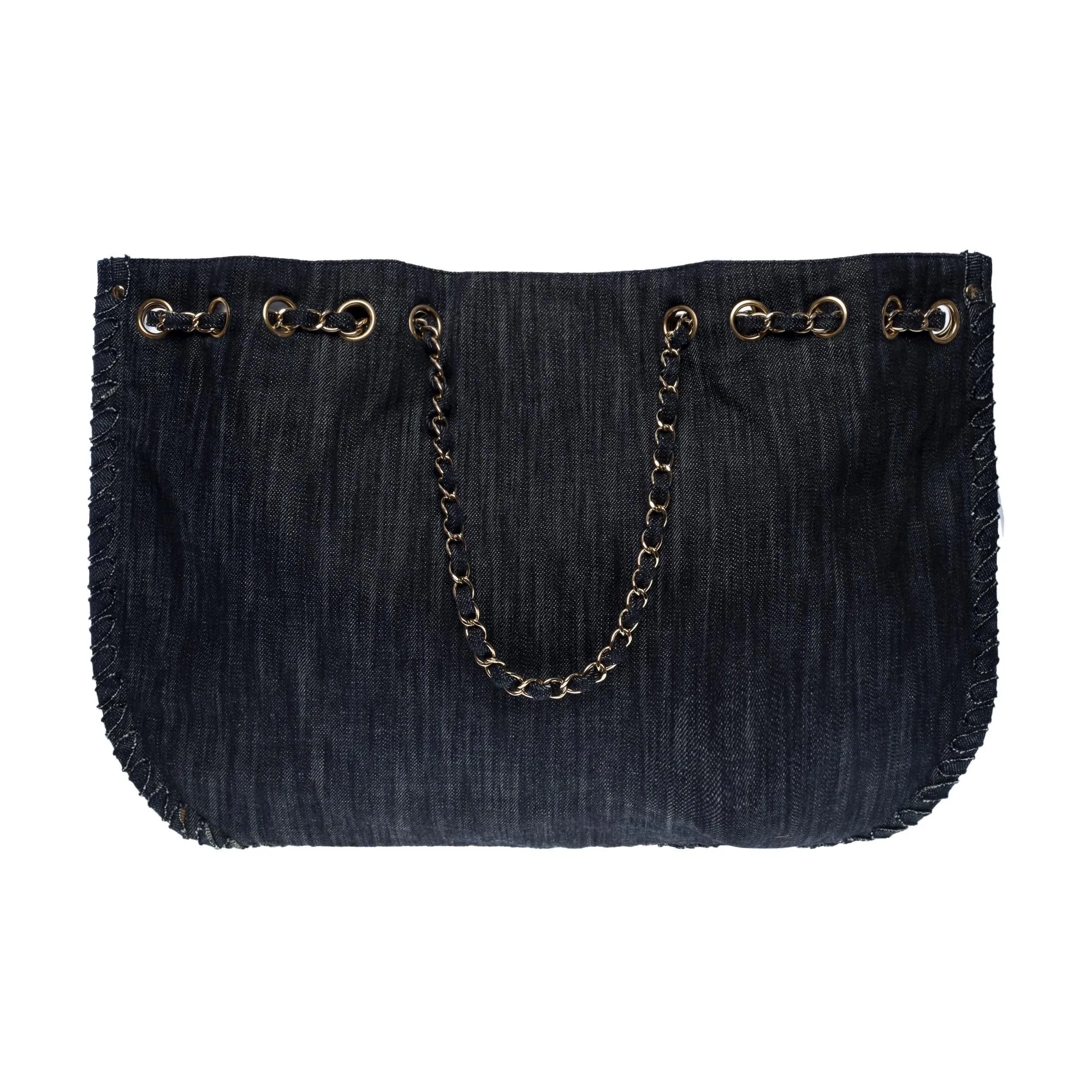 CHANEL Collector "Airplane Rainbow" Tote bag in Blue Denim, SHW