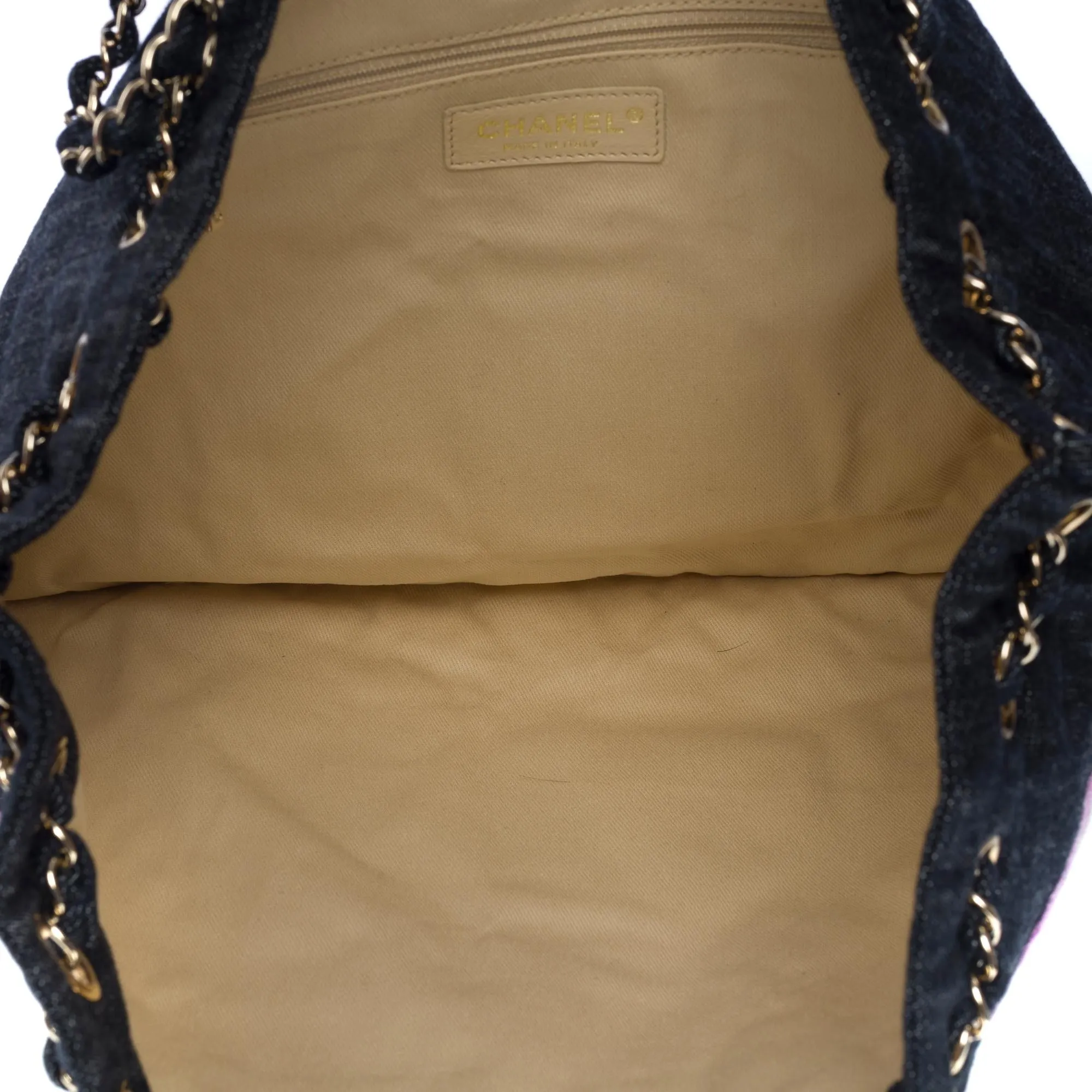 CHANEL Collector "Airplane Rainbow" Tote bag in Blue Denim, SHW