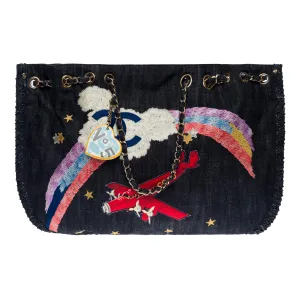 CHANEL Collector "Airplane Rainbow" Tote bag in Blue Denim, SHW