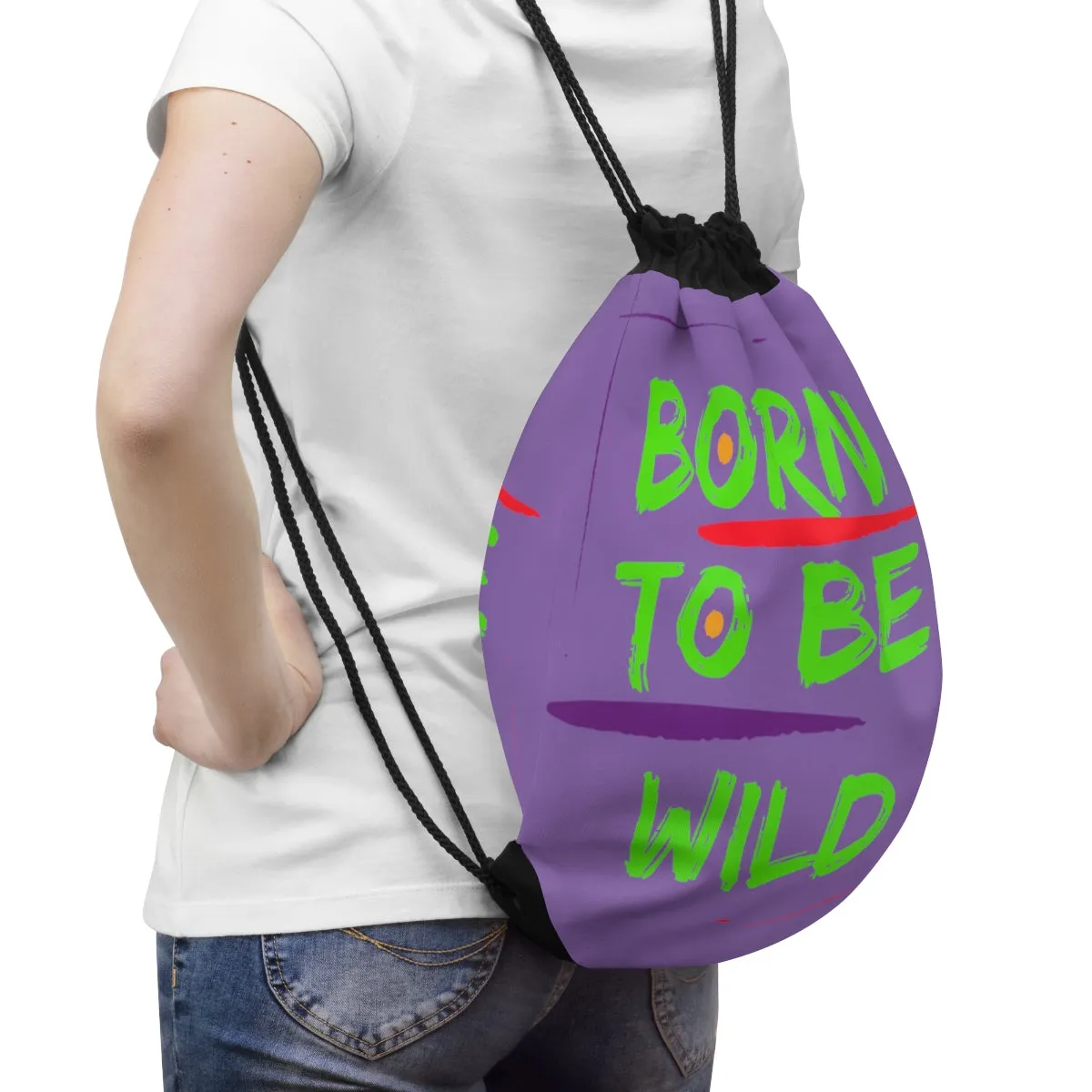 Drawstring Bag ( Born To Be Wild  Purple )