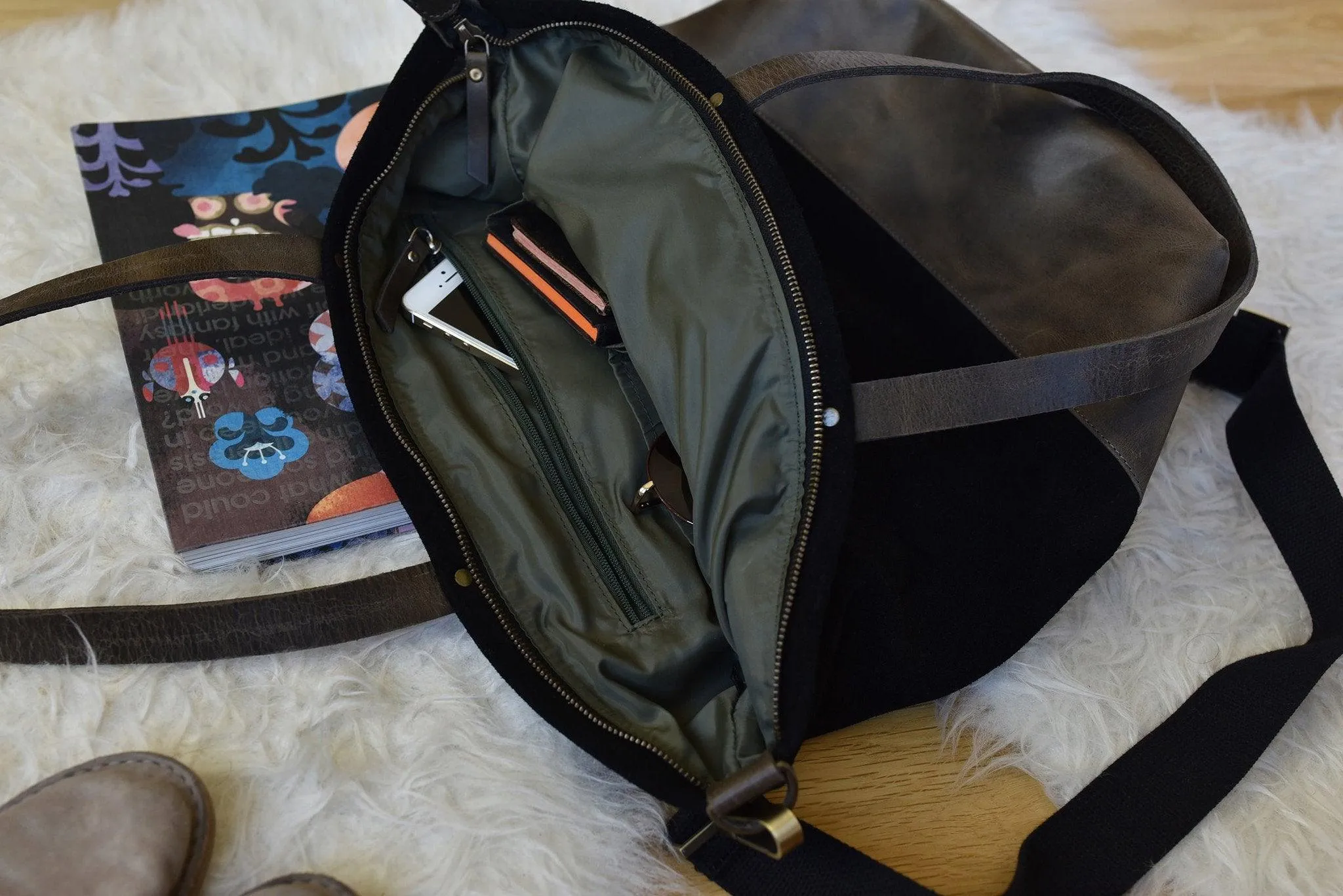 Kiko Leather Boyfriend Tote Canvas