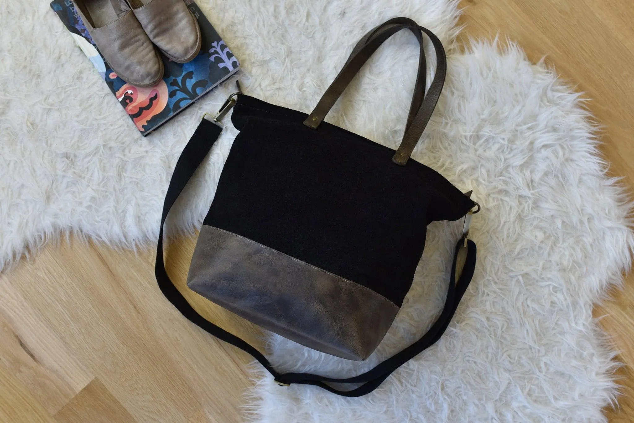 Kiko Leather Boyfriend Tote Canvas