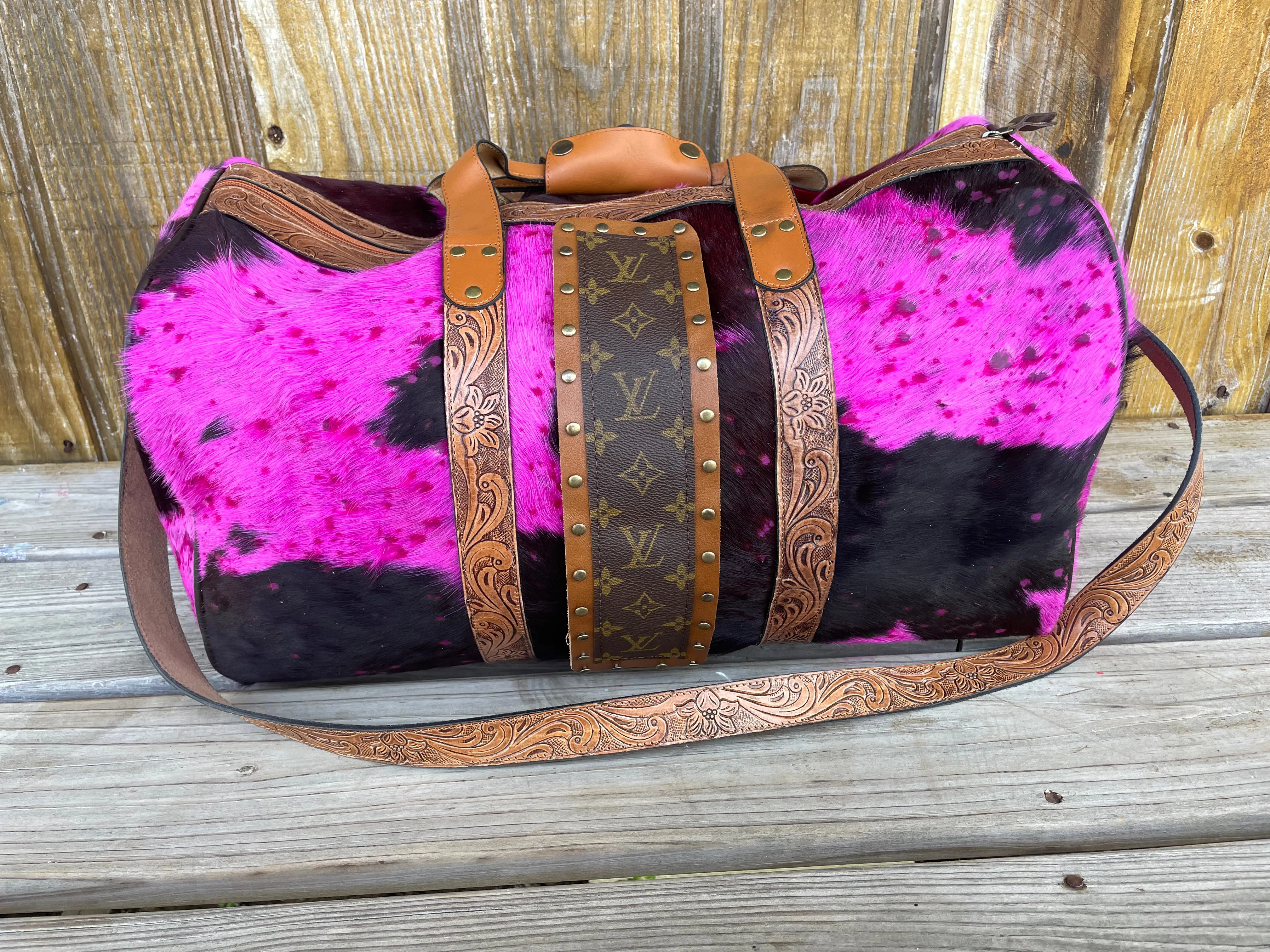 Large duffel HOH hot pink and black acid wash (4LV)