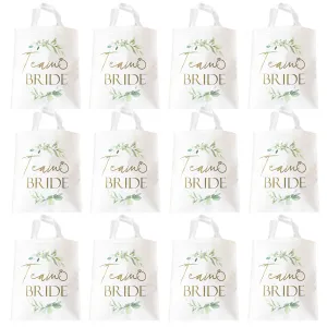 Pack of 12 Team Bride Tote Bags Botanical Hen Party