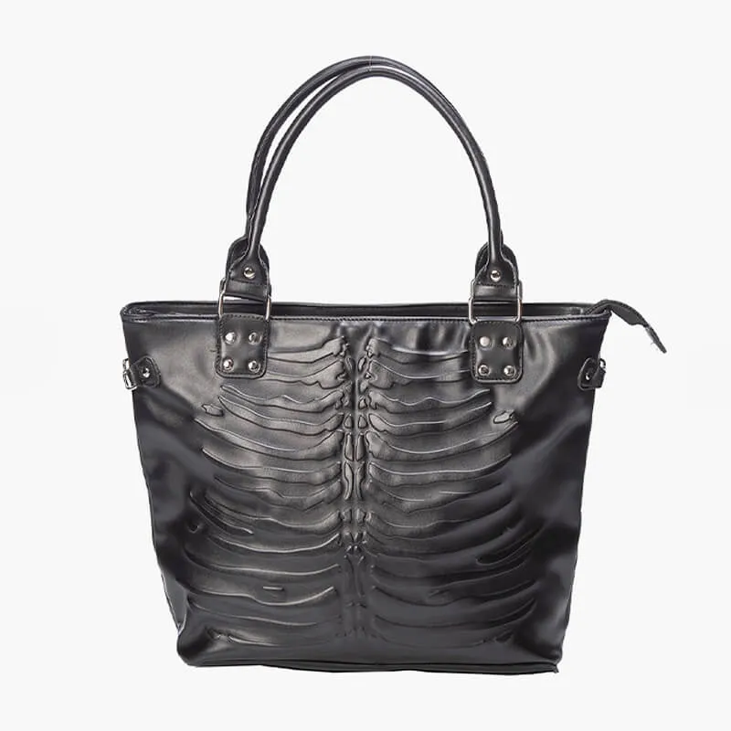 Skeleton Ribs Tote Handbag Addamscore Aesthetic
