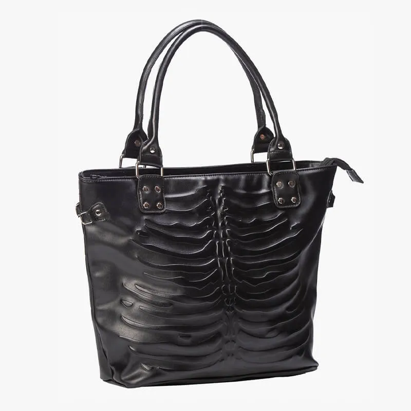 Skeleton Ribs Tote Handbag Addamscore Aesthetic