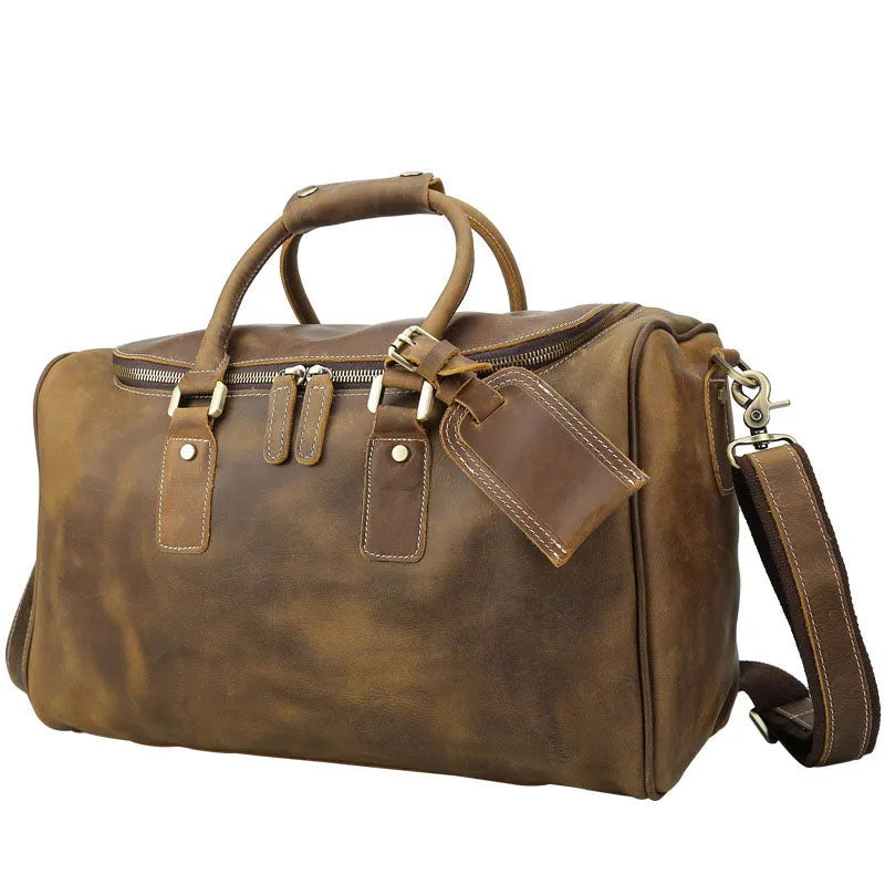Travel Gifts Leather Duffle Bag Vintage Weekender Bag Men Overnight Bag Leather Travel Luggage Bag